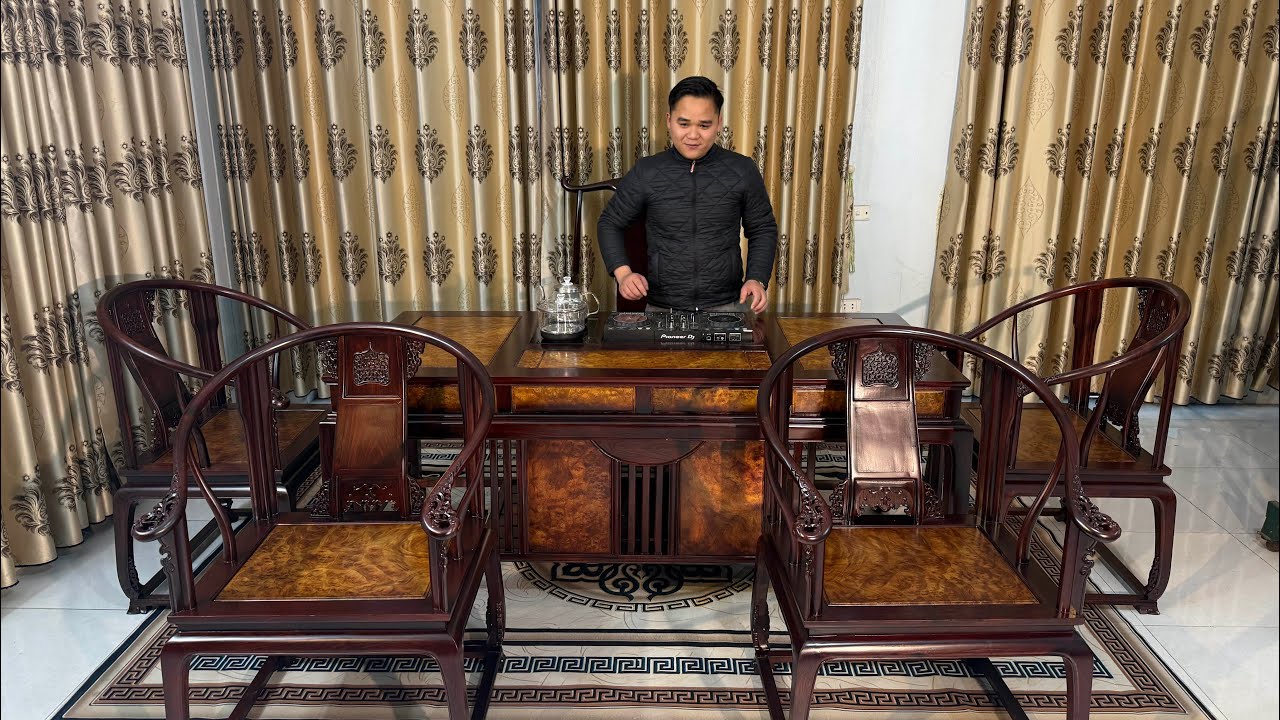 Mẫu Bàn Trà Gỗ Cẩm Ván Nu 6 Món “Vừa Chơi Vừa Ra Tiền” | Đồ Gỗ Vũ Huy