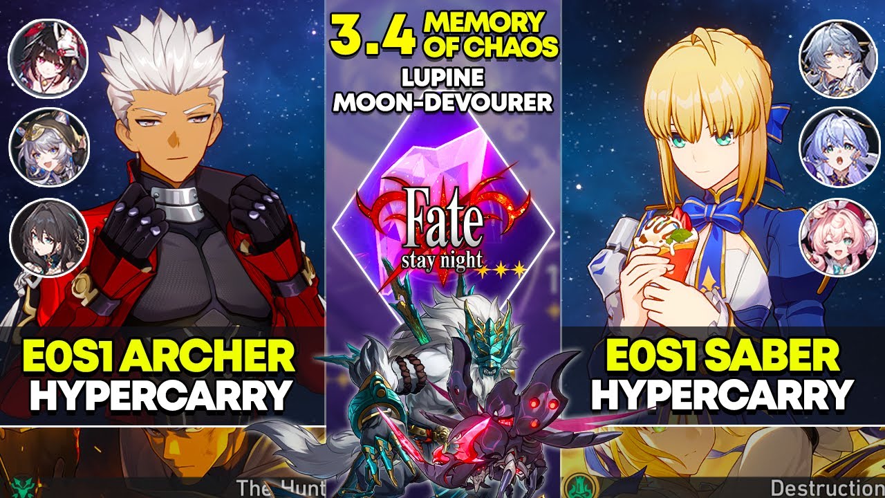FATE COLLAB!! E0S1 Archer Hypercarry & E0S1 Saber Hypercarry | MOC 12 | Honkai Star Rail 3.4