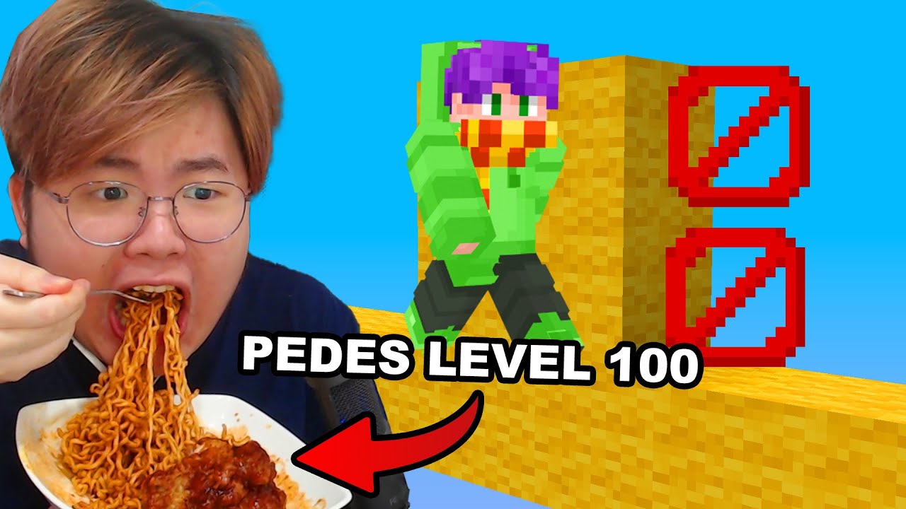 Gw Makan SAMYANG dan RICHEESE LEVEL 100 Tiap Kali Jatuh Parkour di Minecraft
