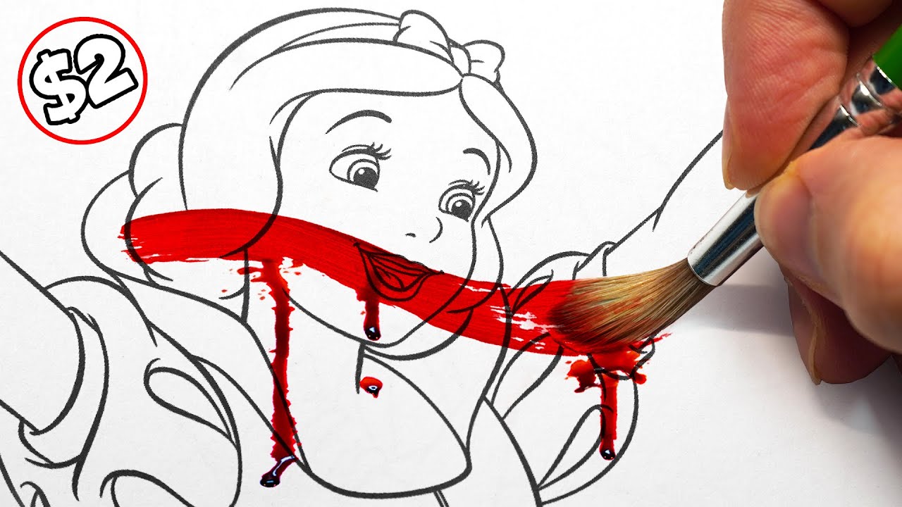 HORROR Artist vs $2 DISNEY Snow White Coloring Book 🍎✍️