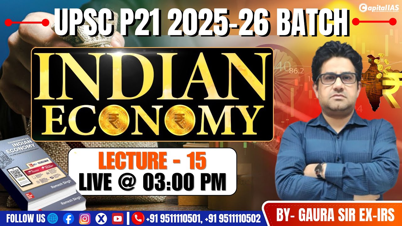 UPSC 2025-26 | Indian Economy (भारतीय अर्थव्यवस्था) Lecture-15 | By Gaurav Sir (Ex-IRS) Capital IAS