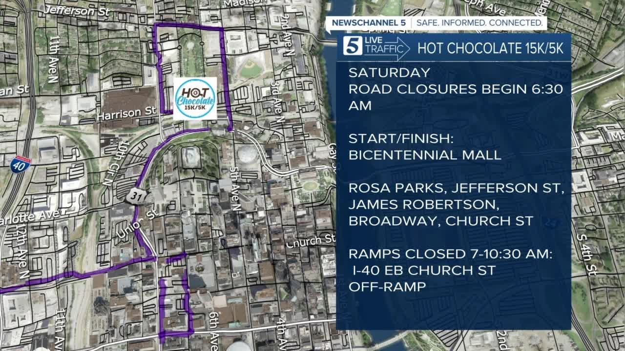 Road closures planned in downtown Nashville, Midtown for Hot Chocolate races