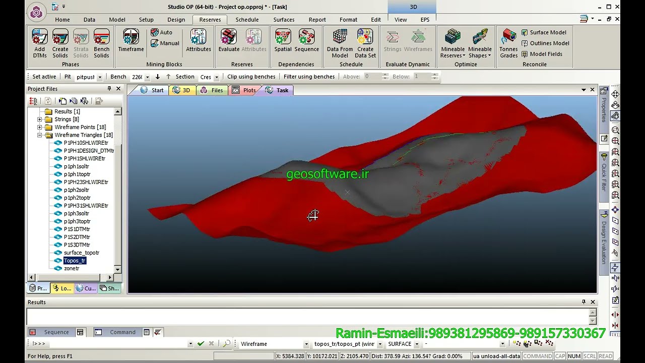گزارش عیار و تناژ هر پوش بک استخراجی و برنامه ریزی تولید معدن در نرم افزار دیتاماین اپی Datamine OP