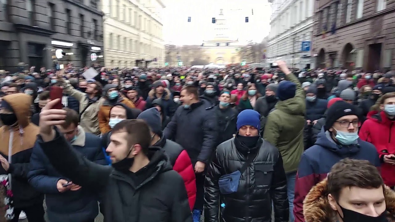 Peaceful protests in Snt. Petersburg, January 23, 2021 against the corruption and A. Navalny arrest