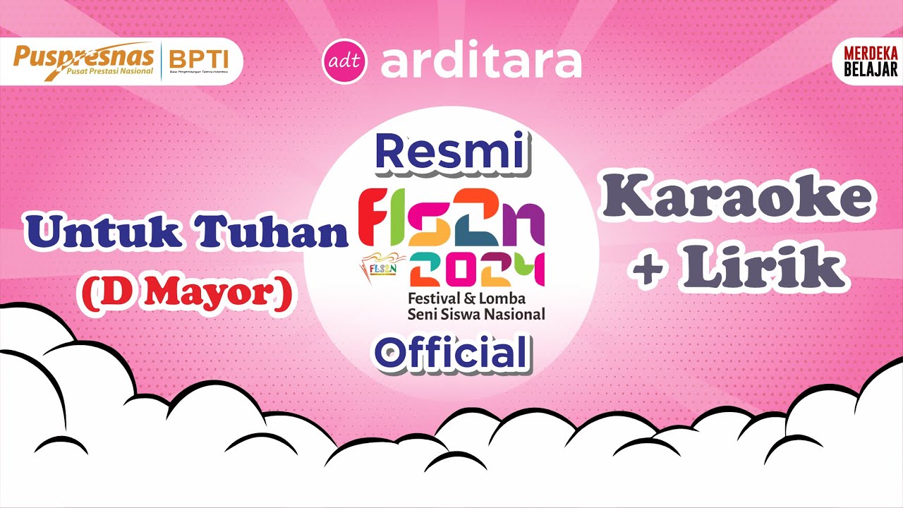 Untuk Tuhan FLS2N Karaoke dengan Lirik Nada D Mayor #fls2n #fls2nsd  #fls2n2024 #karaoke #minusone