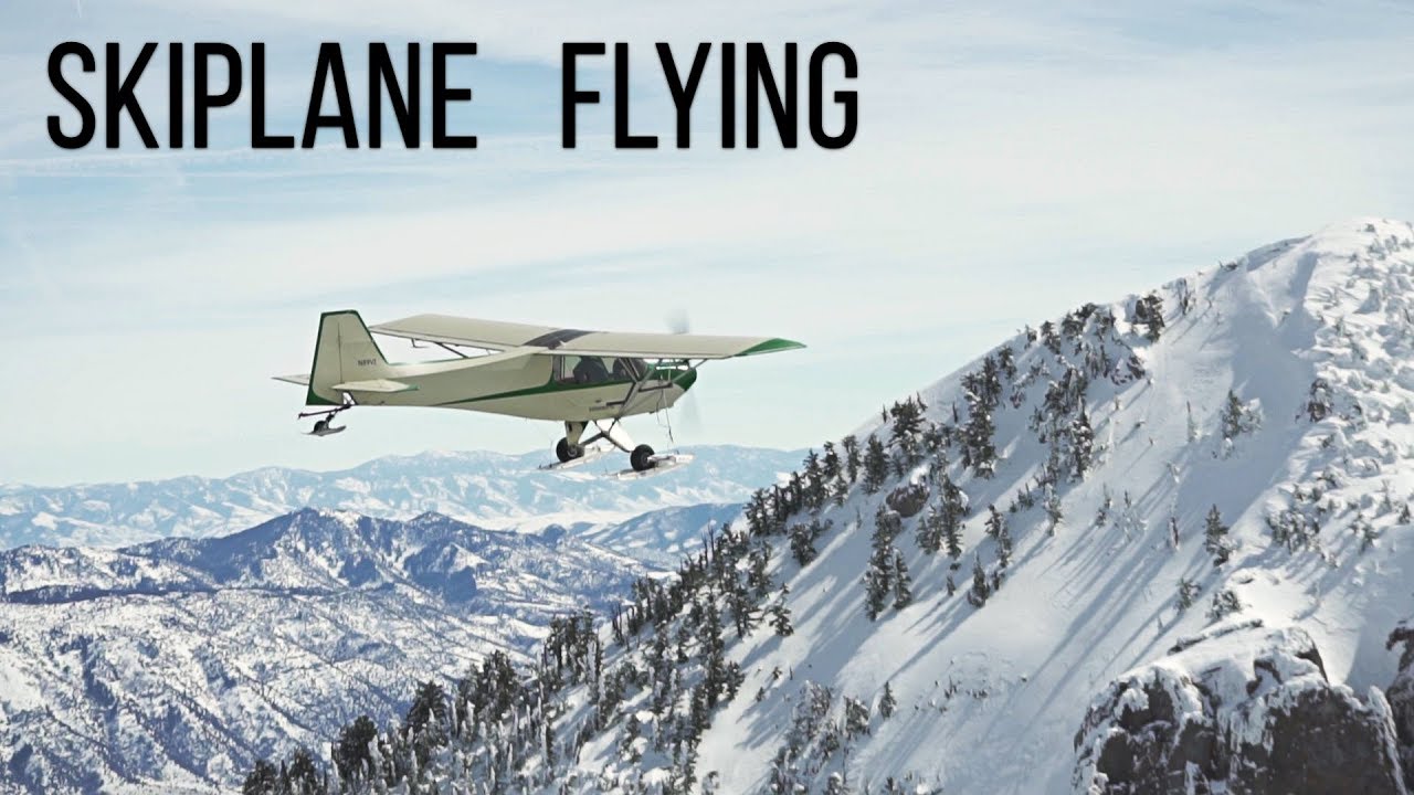 Лыжный самолет Полет с Томом Симко с его горной взлетно-посадочной полосы.