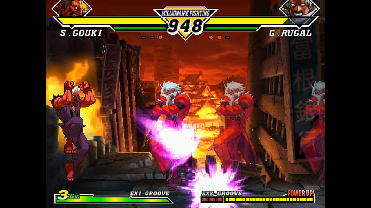 [Dreamcast] Capcom VS SNK 2 - Shin Gouki (Akuma) VS God Rugal - 1st Battle (CPU VS CPU)