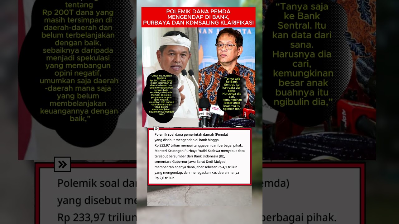 Polemik Dana Pemda Mengendap di Bank, Purbaya dan KDM Saling Klarifikasi