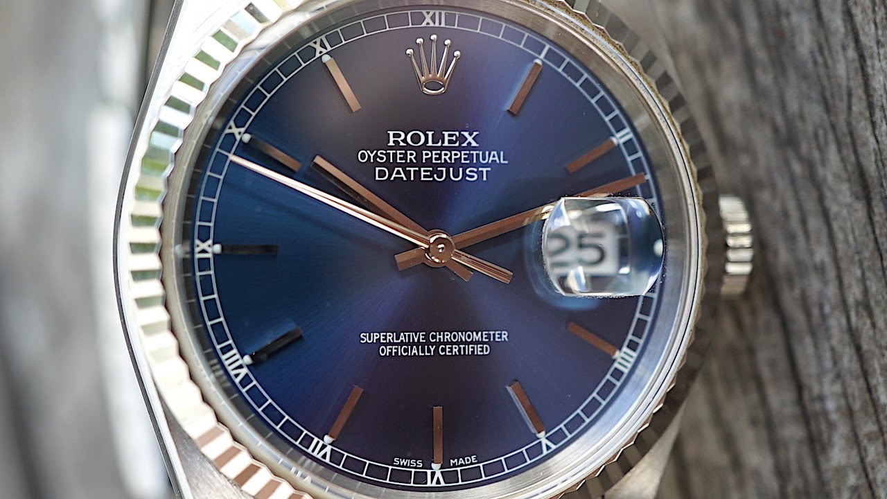 ЧИСТЫЕ часы Rolex Datejust, артикул 16234, синие, с солнечными лучами, полностью оригинальные, 19...