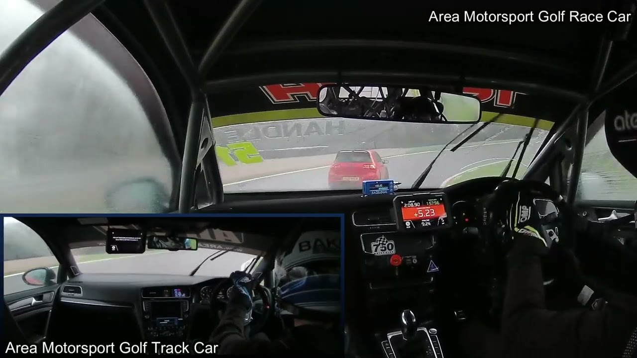 Two Golf MK7 GTI's Oulton Park International Wet Track Day