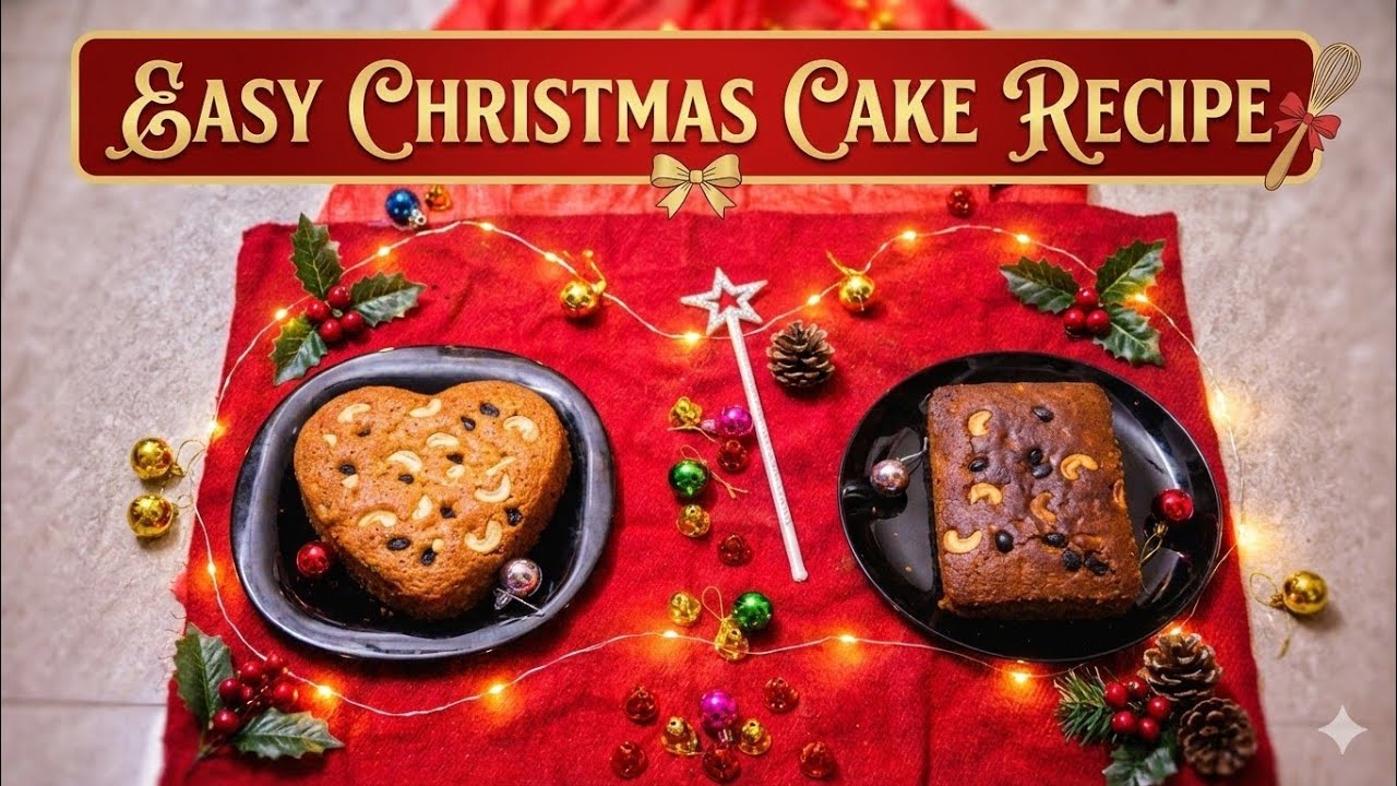 Easy and Delicious Christmas cake recipe without Rum in two methods- cooker and oven