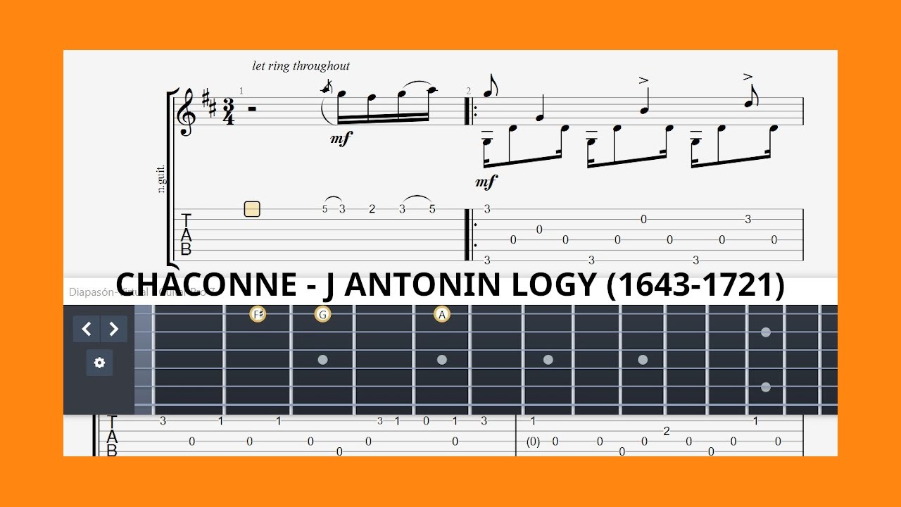 Chaconne - Johann Antonin Logy - Guitar Tab Tutorial