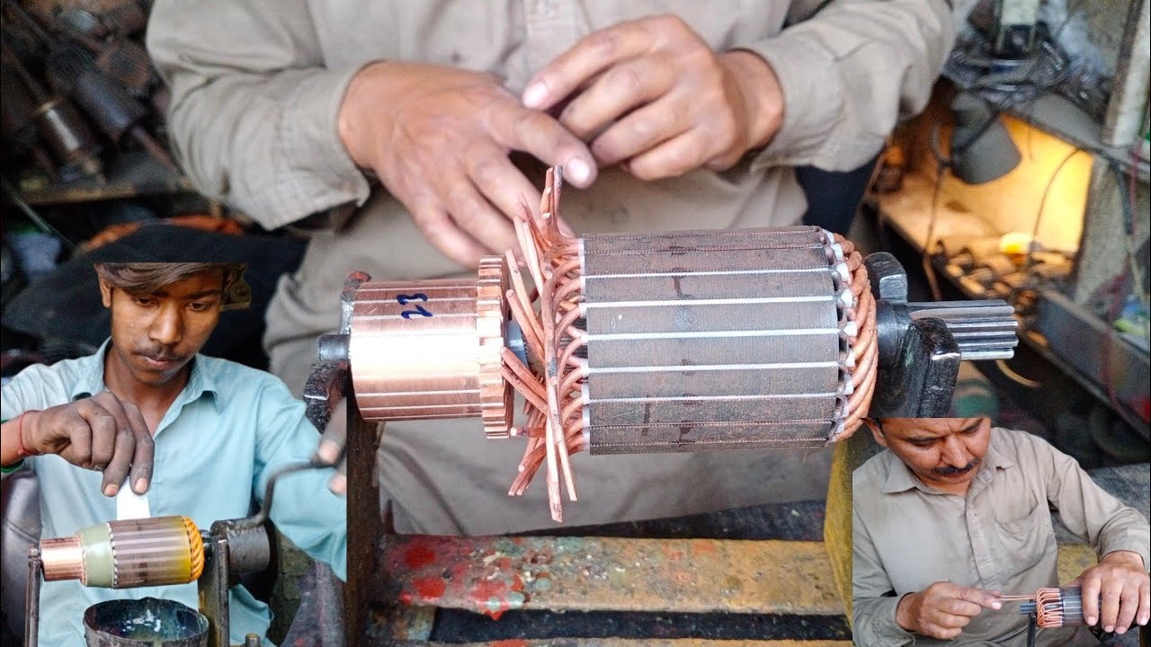 Starter Motor Armature ReWinding Technique||How They Rebuild Old Armature like Brand New||Amazing