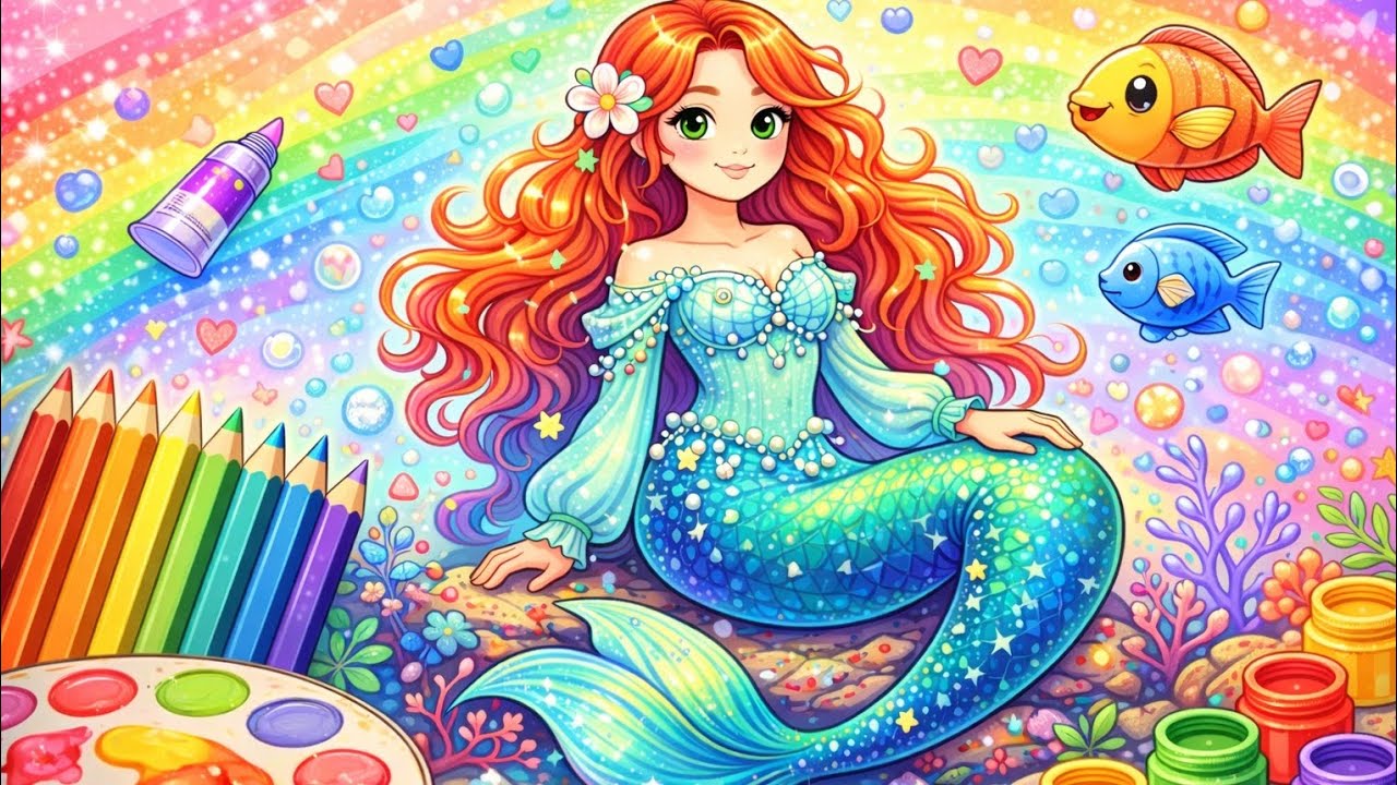 Beautiful Mermaid Drawing for kids and toddlers| 🧜‍♂️ 🧜‍♀️