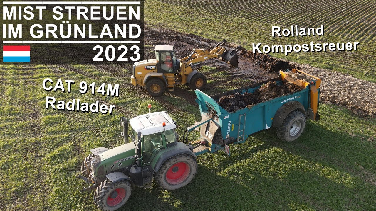 Mist streuen im Grünland | Fendt 820 Vario & Rolland Rollforce 6118 | Luxemburg 2023
