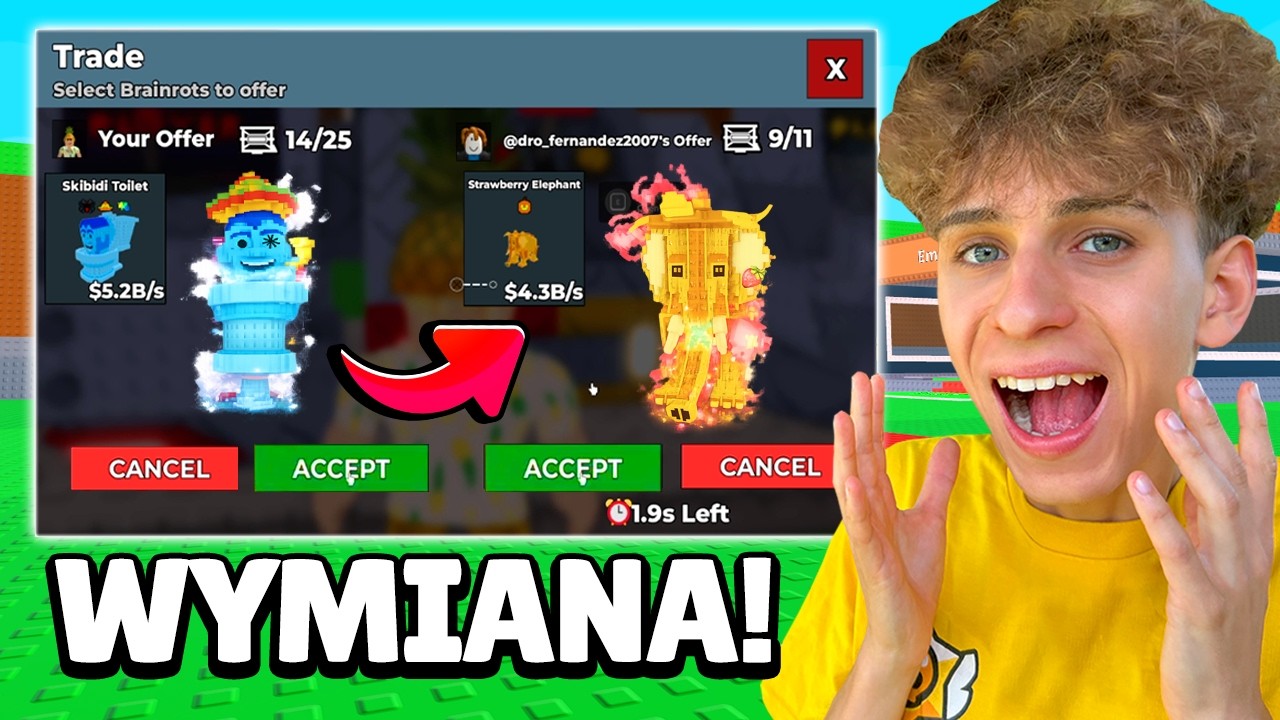 MAM GO! 😱 WYMIENIŁEM SIĘ ZA *OG STRAWBERRY ELEPHANTA* W STEAL A BRAINROT! ✅