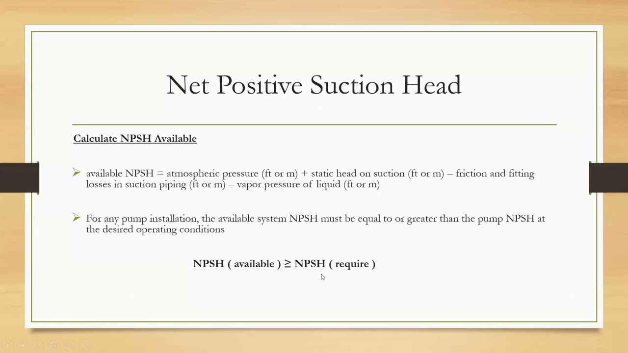 كيفيه حساب | Net Positive Suction Head | NPSH ~ للمضخات الحريق