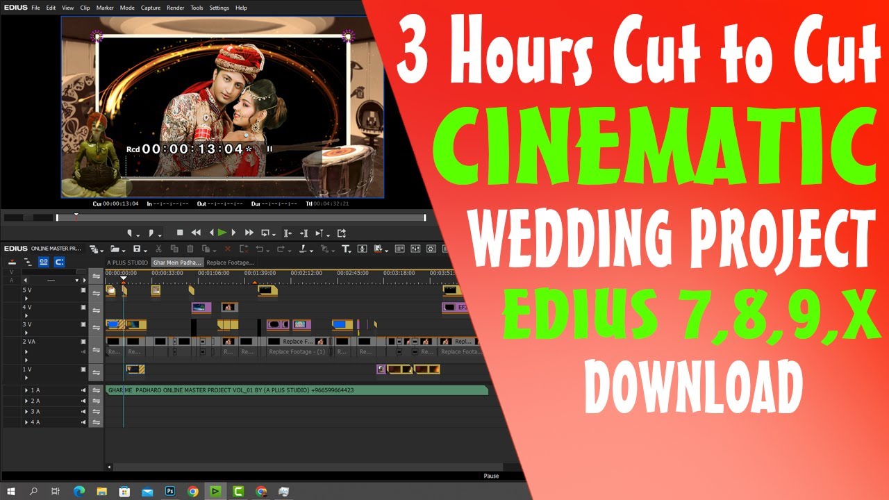 3 Hours Cut to Cut Cinematic Wedding Project Edius 7, 8, 9, X Automatic Editing By Maa Digital Lab