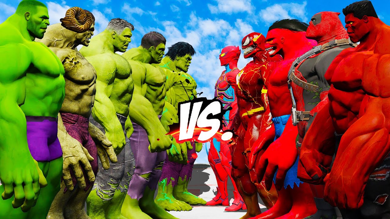 TEAM RED HULK VS TEAM GREEN HULK - EPIC SUPERHEROES WAR