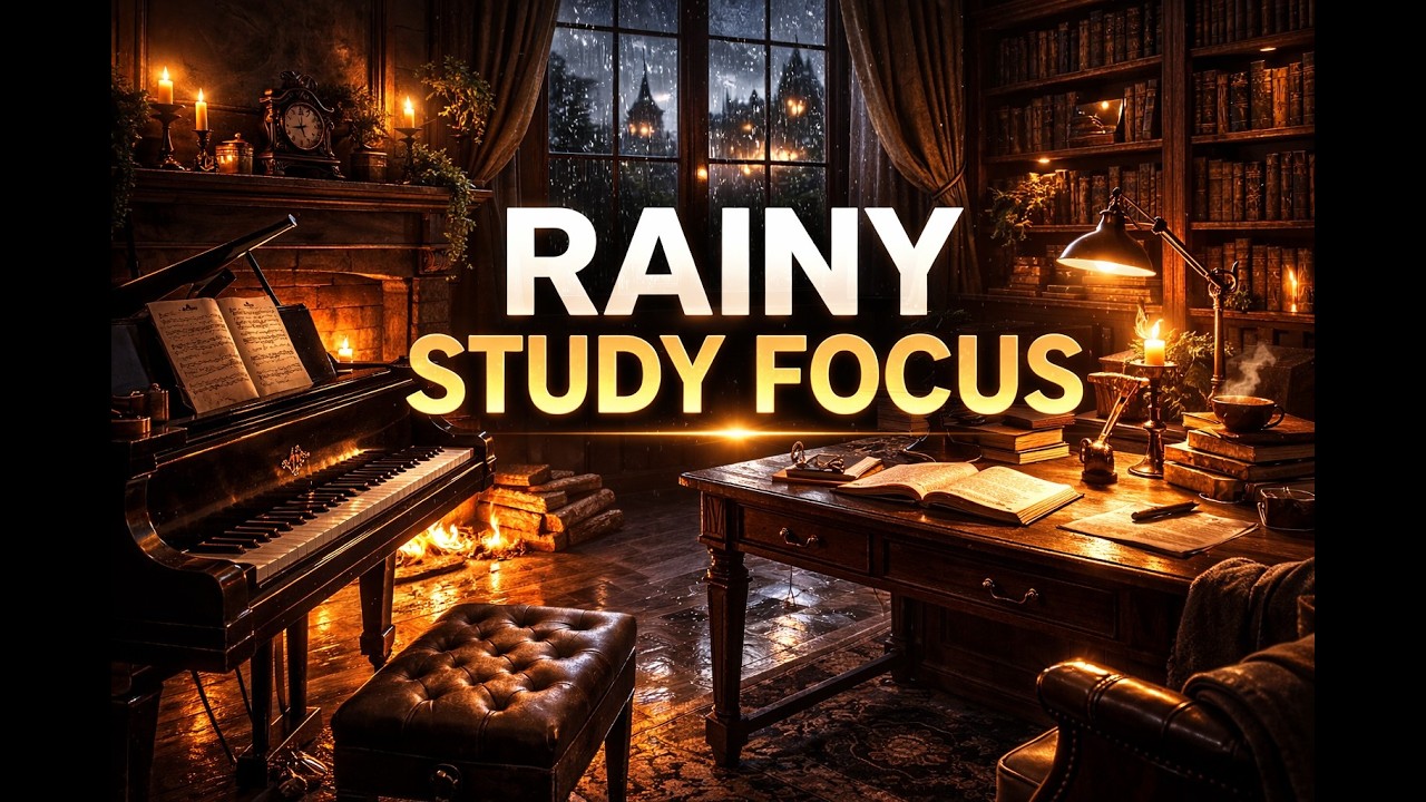 Deep Focus Classical Piano with Rain Ambience (46 Minutes) | Dark Academia Study Session