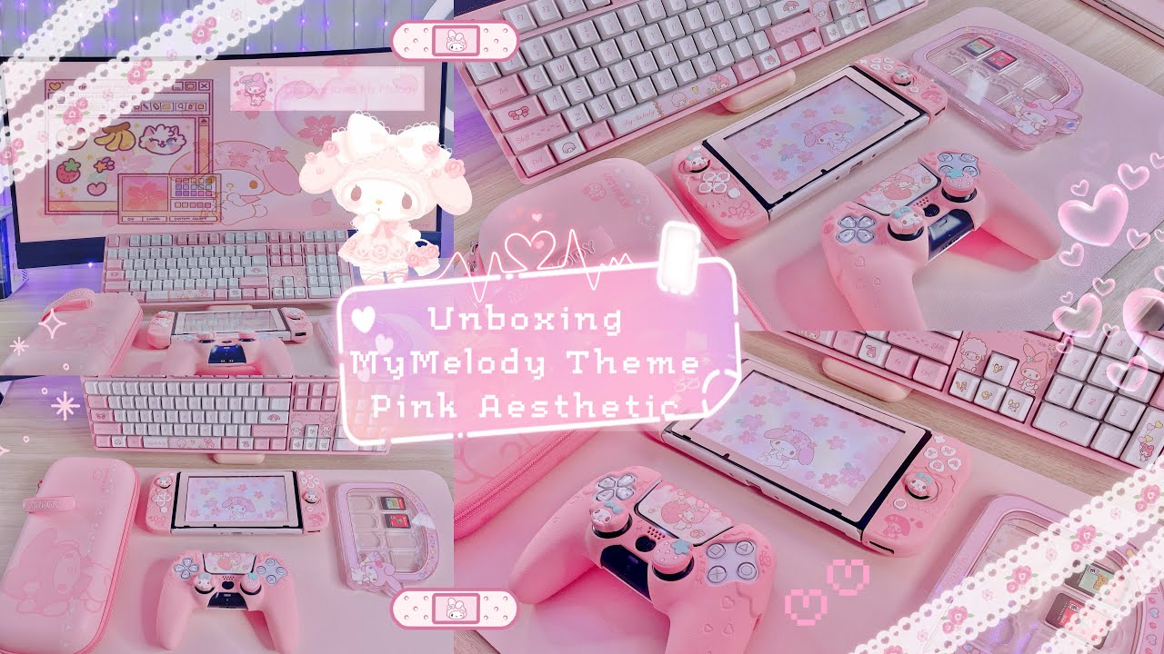 Unboxing MyMelody Theme For My Switch & iPad Pro | Pink Aesthetic 💖 + Akko My Melody Keyboard 🎀