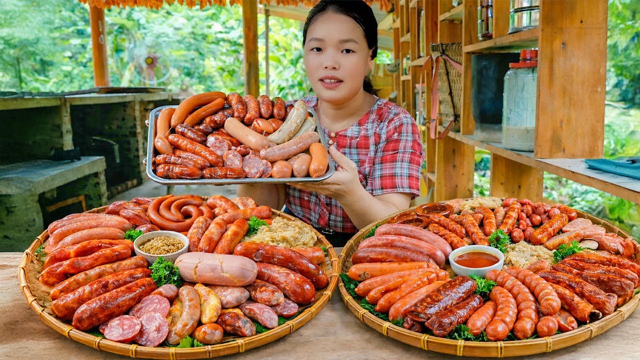 How to Make Stone-Grilled Sausage - Delicious and Fatty to Sell at the Market | Trieu Mai Huong