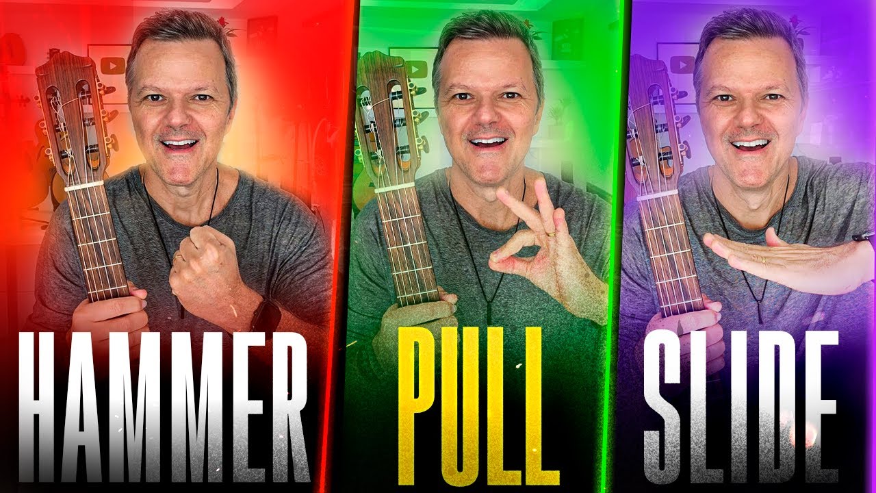 Aula de VIOLÃO: 3 formas de soar BONITO! Como fazer Hammer-on, Pull-off e Slide. 😱🎵😎Método Tríade