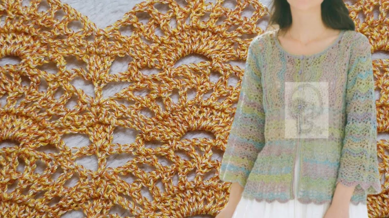 DIY CROCHET PONTO FANTASIA DE 4 CARREIRAS PONTO LEQUE