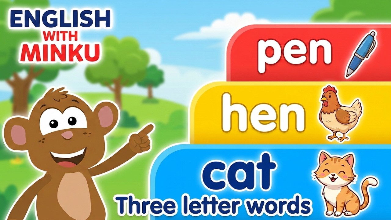 🌟 ThreeLetter words - a and e | English with Minku 🌟