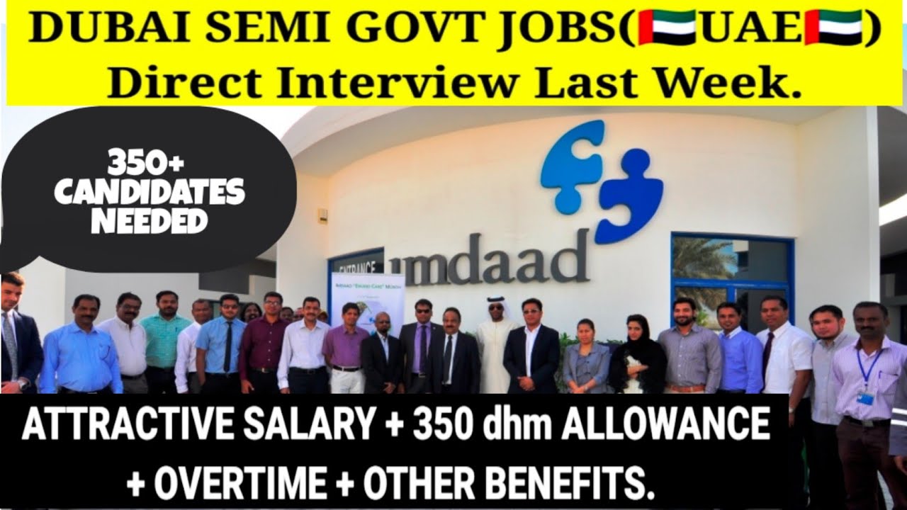 IMDAAD semi govt company job vacancy for Dubai // Direct interview jobs Dubai // facility jobs.