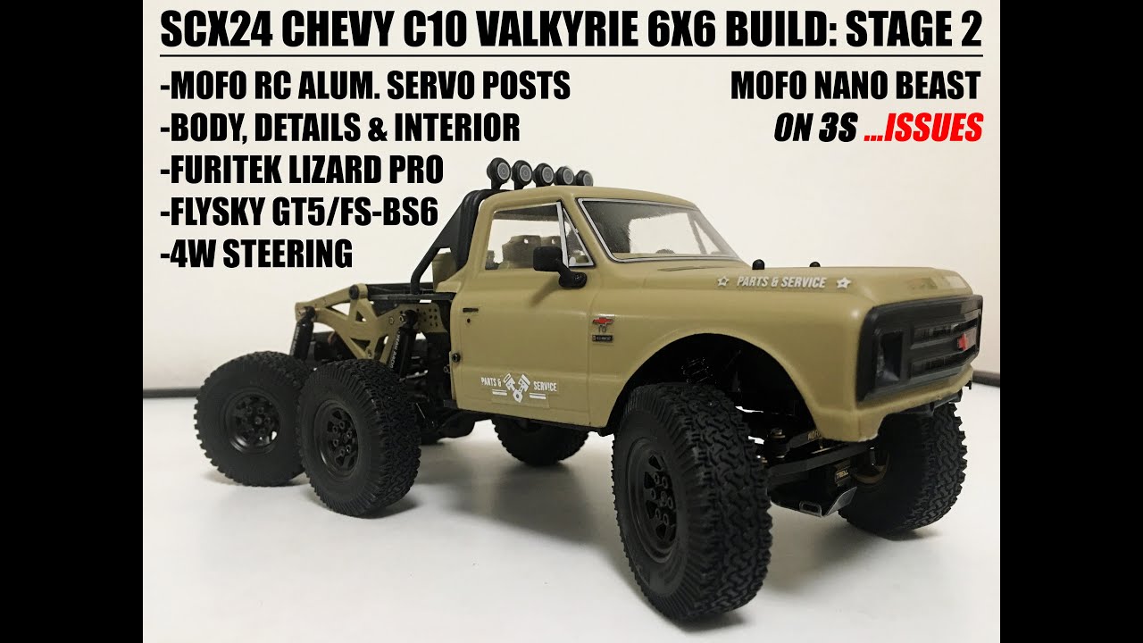 SCX24 C10 6X6 VALKYRIE BUILD: STAGE 2 - LIZARD PRO, 4WS, BODY, FENDERS, INTERIOR, ALUM. SERVO POSTS