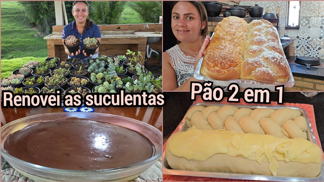 BAGUETE DE CALABRESA E PÃO DE COCO+MUSSE DE MARACUJÁ/DANDO UM TRATO NAS FLORES.