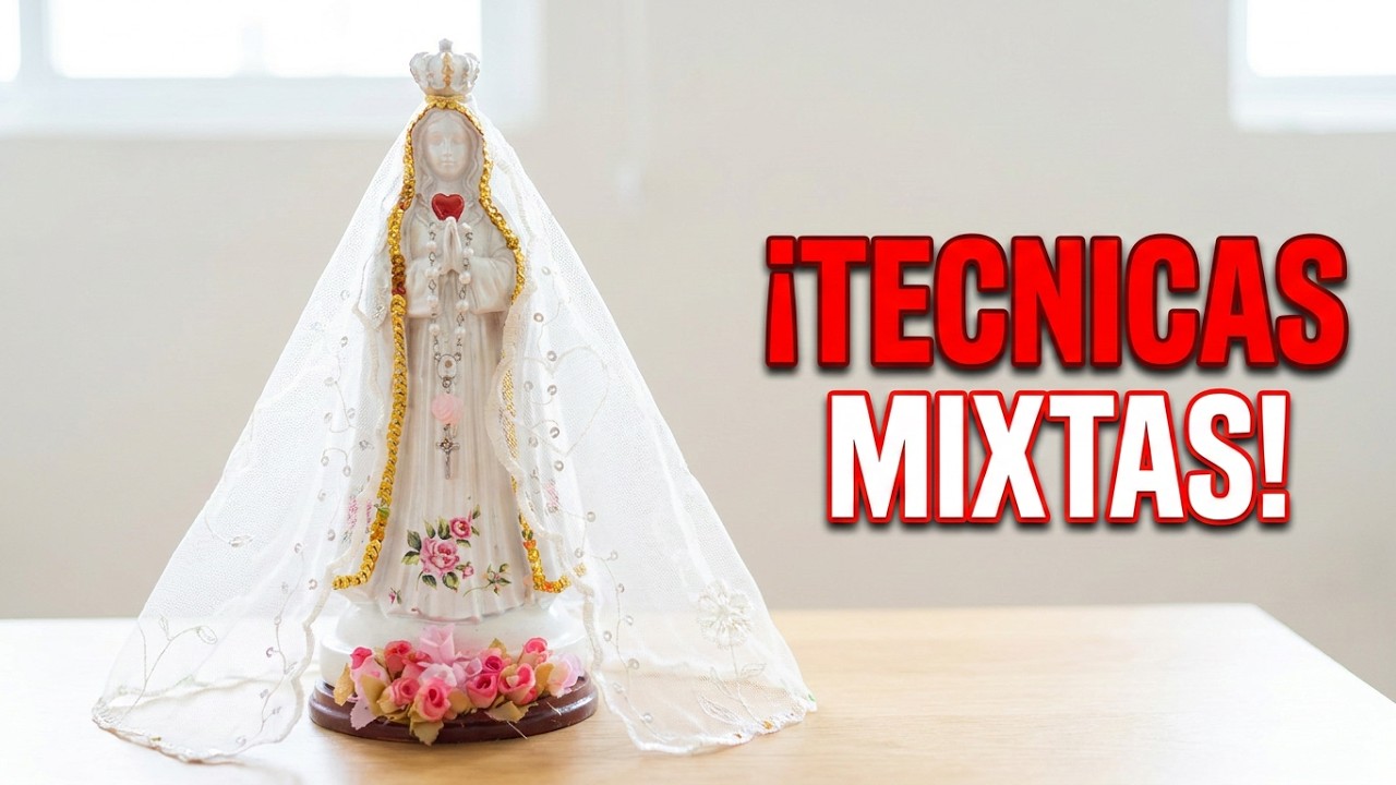 ♥️Como Decorar  Una VIRGEN con Técnica de SERVILLETA y FOIL 🖌️🌷