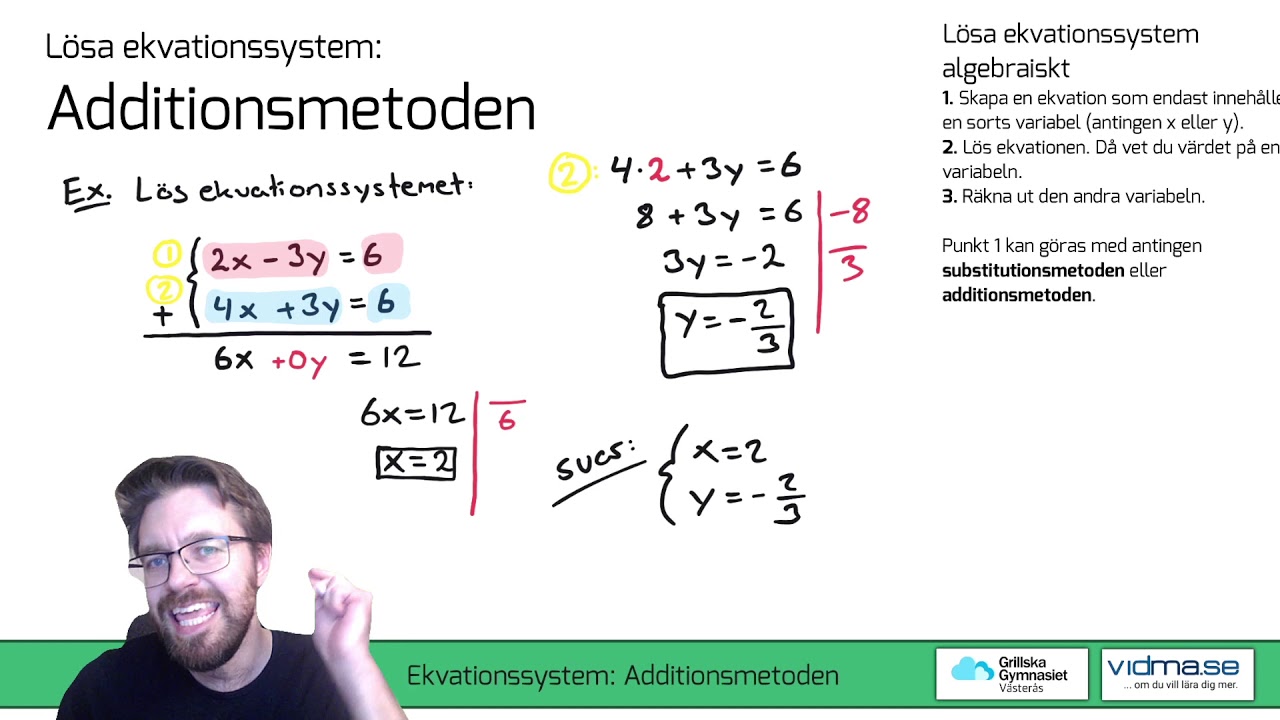 Matematik 2: Lösa ekvationssystem med additionsmetoden