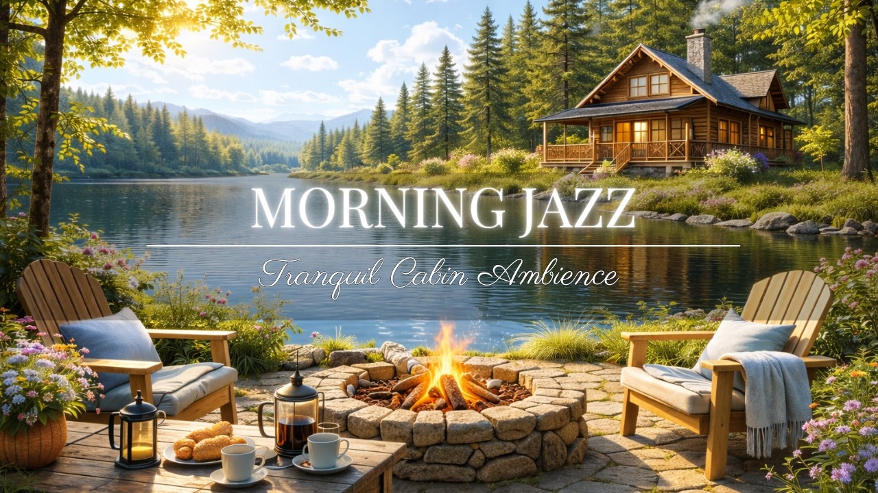 Warm Morning Cabin Jazz by the Lake | Soft Instrumental Coffeehouse Ambience for Relaxation