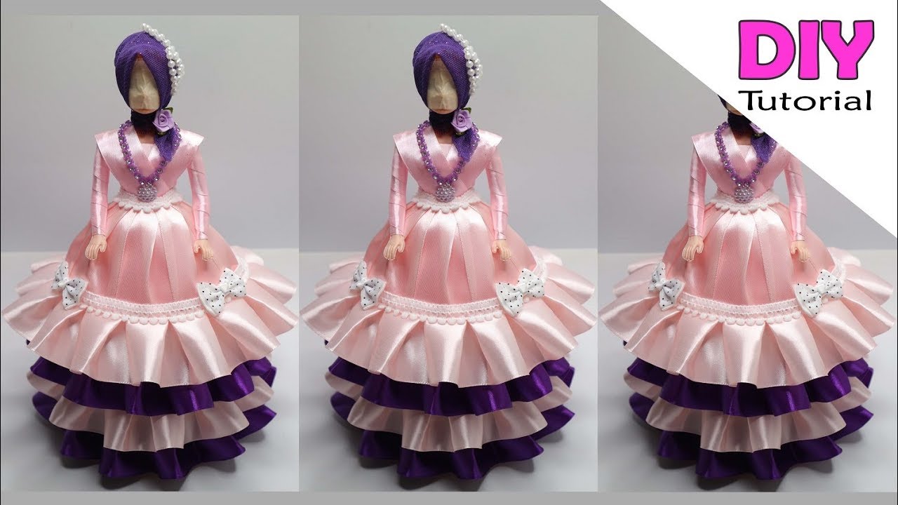 Cara menghias toples barbie dengan pita satin | Tempat permen barbie | Toples hias
