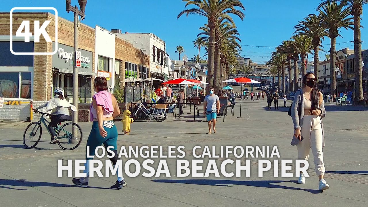 [4K] HERMOSA BEACH - Walking Hermosa Beach Pier, South Bay, Los Angeles, California, USA - 4K UHD