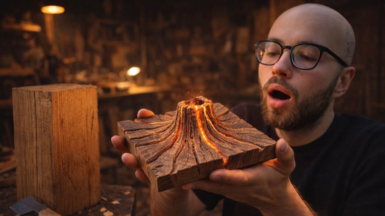 Я ВЫРЕЗАЛ ВУЛКАН ИЗ КУСКА ДЕРЕВА