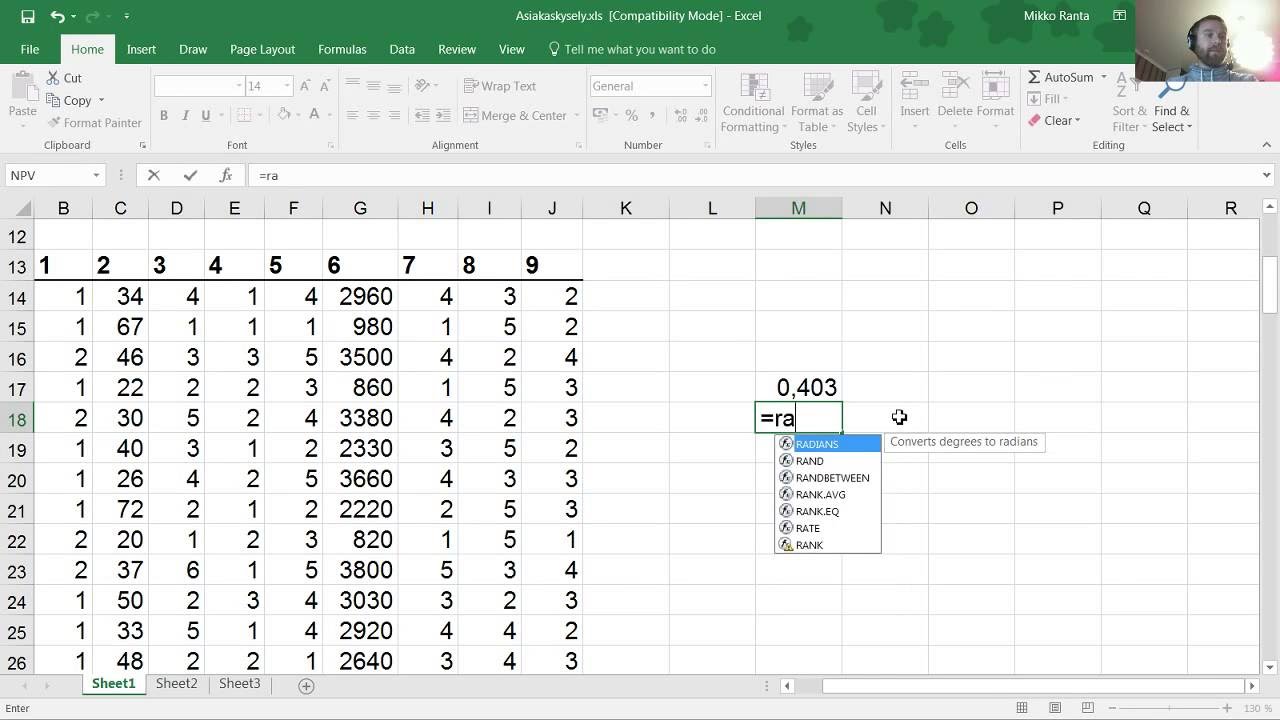 Excel ja tilastotiede - luokittelu ja taulukointi