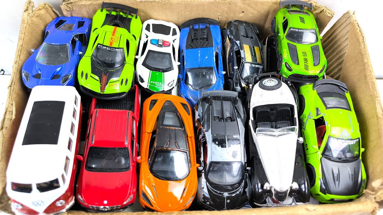 Box Full of Model Cars -Mazda Mx5, Koenigesgg Jesko, Lamborghini Scv12, Byd Yang Wang U8, Toyota Car