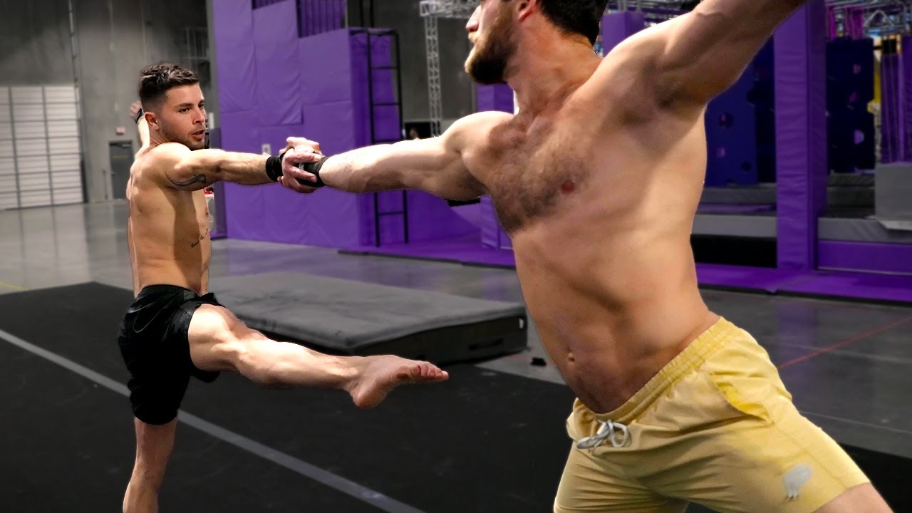 Jack Atherton & Tiago Figueiredo practising at Las Vegas Circus Center