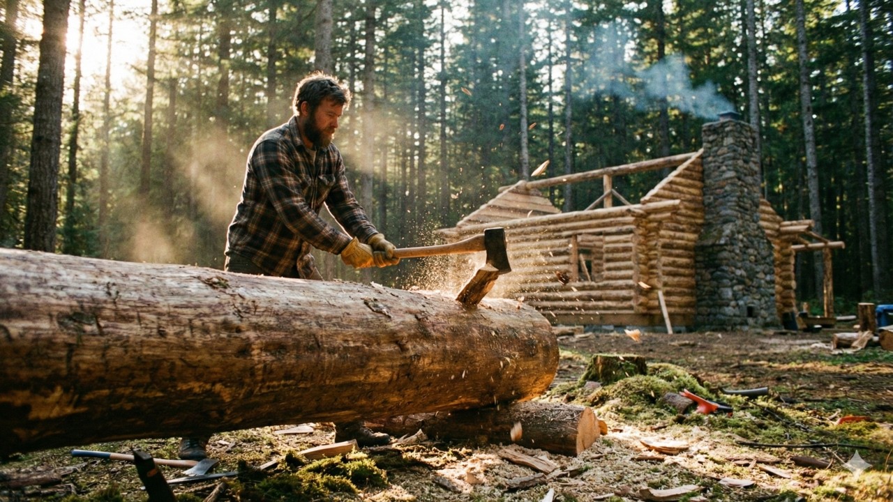 He Built a Dream Cabin Alone in the Wild – Foundation, Roof, and Interior