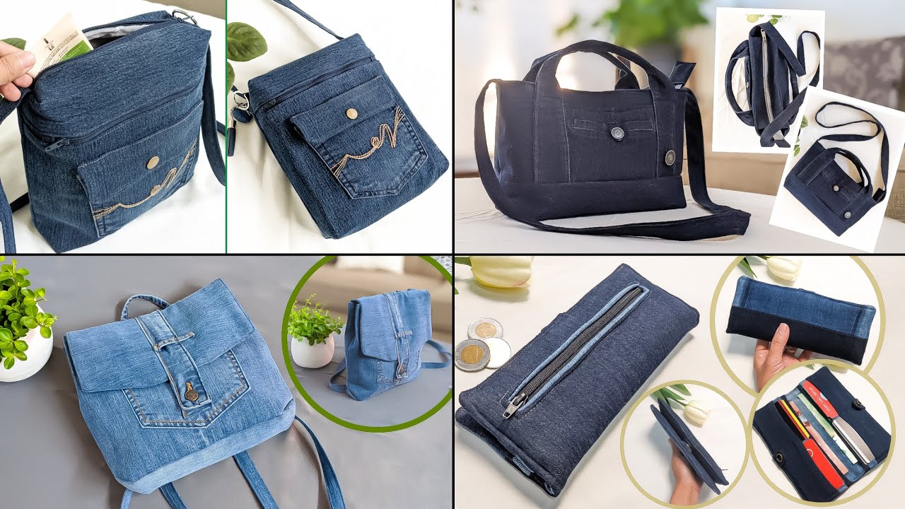4 Old Jeans Ideas | DIY Denim Bags & Wallet | Compilation | Bag Tutorial | Upcycle Craft
