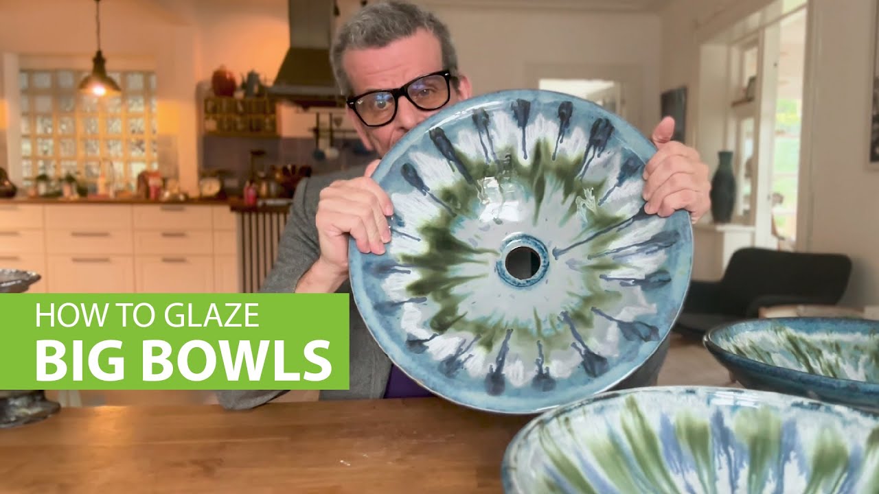 132. How to Glaze Big Bowls - with Floating Blue and Oxide Wash