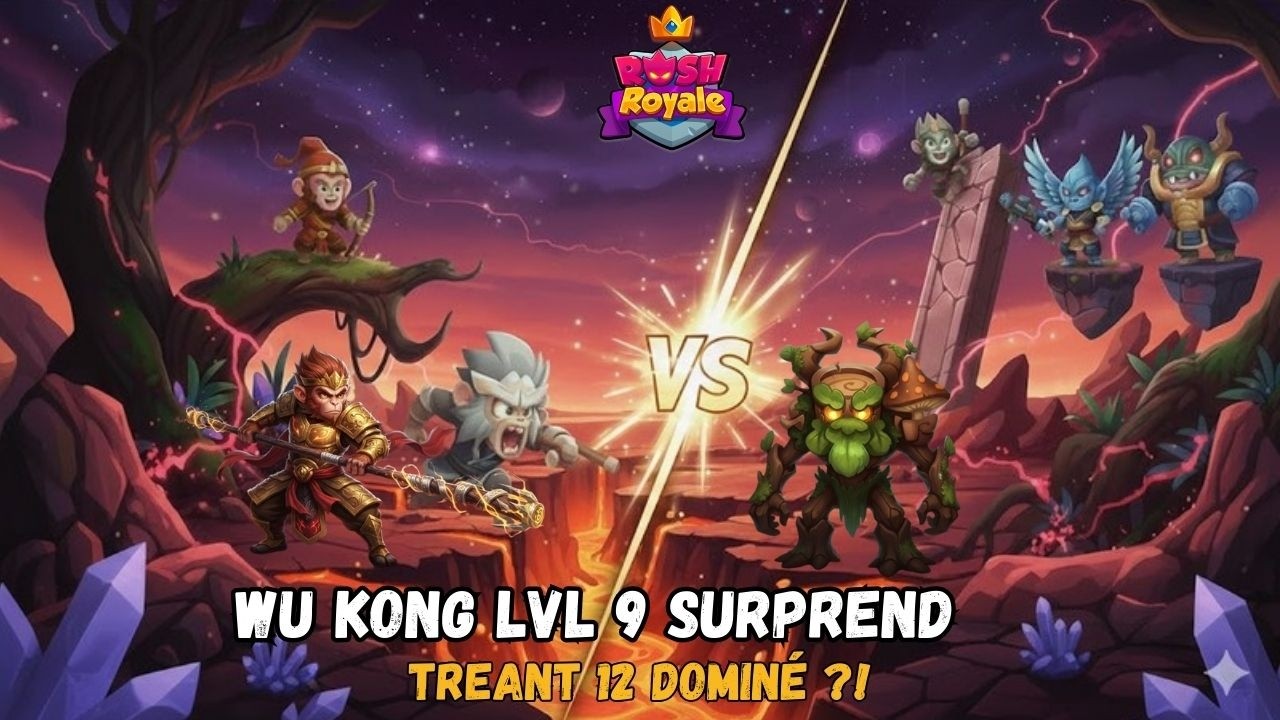 Rush Royale | Wu Kong lvl 9 face à un Treant lvl 12… il s’en sort très bien 👑🔥