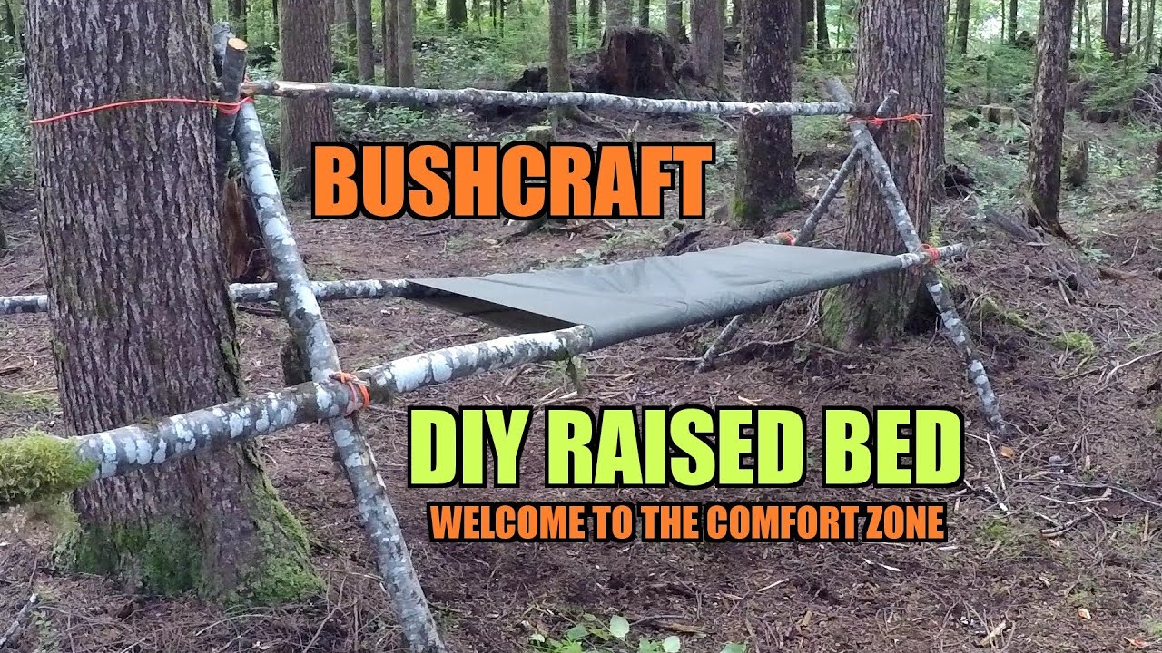 ASMR Bushcraft raised bed survival shelter camp self reliance survivability primitive skills