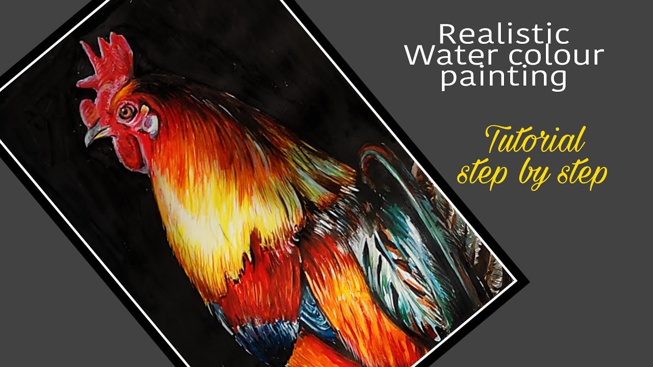 Watercolor Painting/ How to paint realistic a Rooster/ Cock for beginners