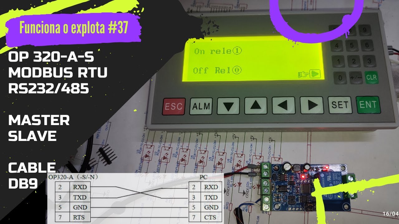 ⚡ Pantalla HMI OP320 con Modbus RTU Máster, construcción de cable de programación RS232 y Rele RS485