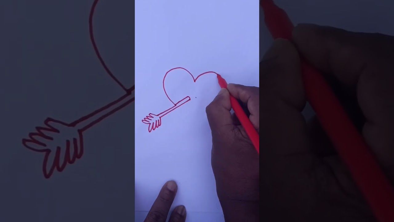 Heart & Arrow by one line art  #shorts