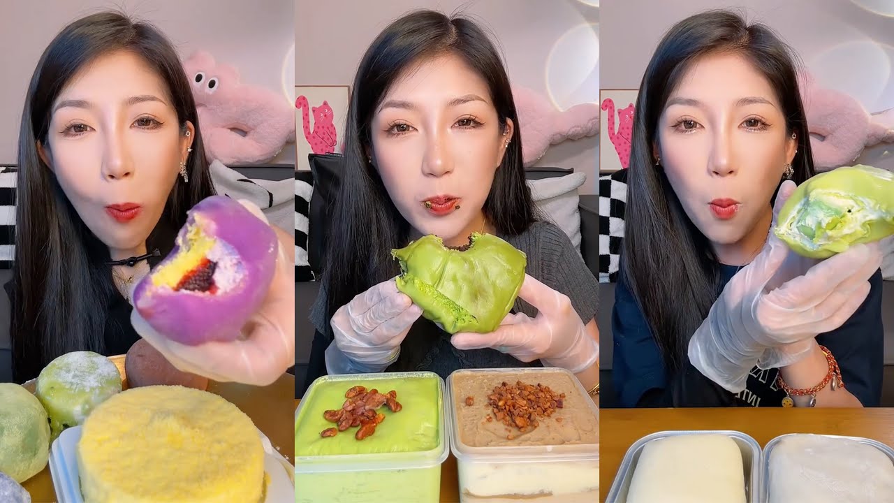 ASMR MUKBANG - MUKBANG SOUND - MOCHI, MILLE  CREPE CAKE, BOX CAKE,...